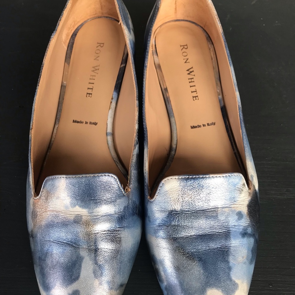 Shimmering Blue Leather Women's Loafers